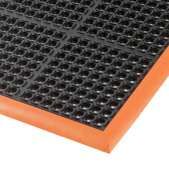 Černo-oranžová olejivzdorná průmyslová extra odolná rohož Safety Stance - 163 x 97 x 2,2 cm