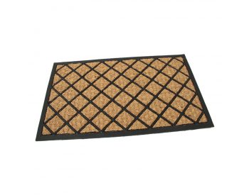 Foto - Kokosová čistící venkovní vstupní rohož Rectangle - Rhombus, FLOMAT - délka 45 cm, šířka 75 cm a výška 0,8 cm