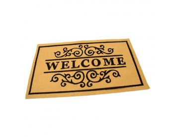 Foto - Žlutá textilní vstupní čistící vnitřní rohož Welcome - Deco, FLOMAT - délka 45 cm, šířka 75 cm a výška 0,3 cm