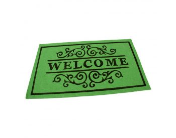 Foto - Zelená textilní vstupní čistící vnitřní rohož Welcome - Deco, FLOMAT - délka 45 cm, šířka 75 cm a výška 0,3 cm