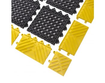 Foto - Černá plastová modulární rohož (dlaždice) Diamond Flex Lok - 30 x 30 x 2,5 cm