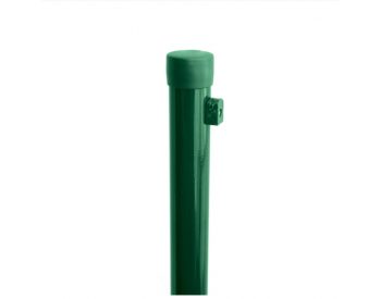 Foto - Sloupek kulatý IDEAL Zn + PVC 2000/38/1,25mm, zelená čepička, zelená př. nap. drátu, zelený