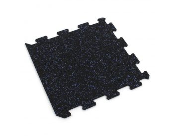 Foto - Černo-modrá gumová modulová puzzle dlažba (okraj) FLOMA FitFlo SF1050 - 47,8 x 47,8 x 0,8 cm