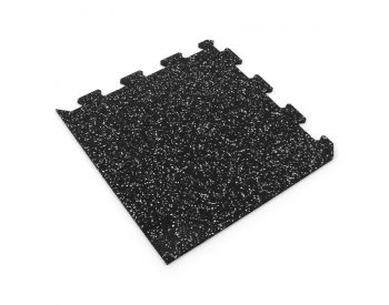 Foto - Černo-bílá gumová modulová puzzle dlažba (roh) FLOMA FitFlo SF1050 - 50 x 50 x 0,8 cm