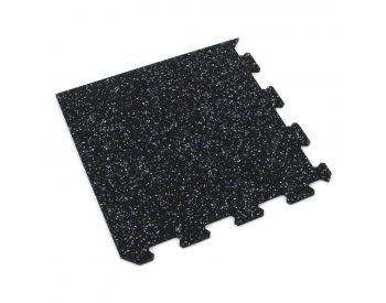 Foto - Černo-bílo-modrá gumová modulová puzzle dlažba (roh) FLOMA FitFlo SF1050 - 100 x 100 x 0,8 cm