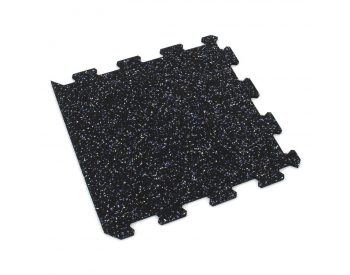 Foto - Černo-bílo-modrá gumová modulová puzzle dlažba (okraj) FLOMA FitFlo SF1050 - 100 x 100 x 1,6 cm