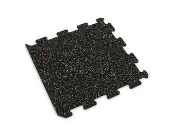 Foto - Černo-žlutá gumová modulová puzzle dlažba (okraj) FLOMA FitFlo SF1050 - 100 x 100 x 1,6 cm