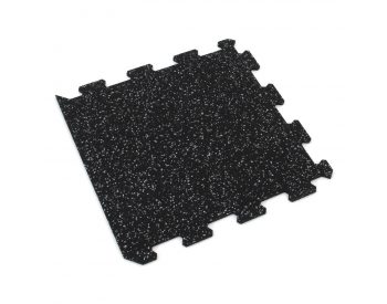 Foto - Černo-šedá gumová modulová puzzle dlažba (okraj) FLOMA FitFlo SF1050 - 100 x 100 x 1,6 cm