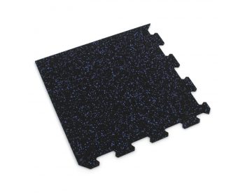 Foto - Černo-modrá gumová modulová puzzle dlažba (roh) FLOMA FitFlo SF1050 - 100 x 100 x 0,8 cm