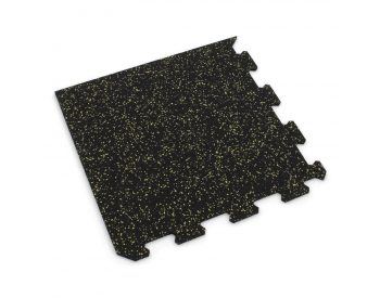 Foto - Černo-žlutá gumová modulová puzzle dlažba (roh) FLOMA FitFlo SF1050 - 100 x 100 x 1 cm