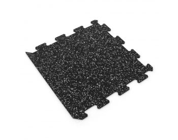 Foto - Černo-bílá gumová modulová puzzle dlažba (okraj) FLOMA FitFlo SF1050 - 50 x 50 x 1,6 cm