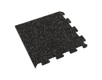 Foto - Černo-bílo-červená gumová modulová puzzle dlažba (roh) FLOMA FitFlo SF1050 - 50 x 50 x 1,6 cm