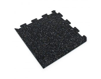 Foto - Černo-bílo-modrá gumová modulová puzzle dlažba (roh) FLOMA FitFlo SF1050 - 50 x 50 x 1 cm