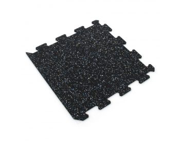 Foto - Černo-bílo-modrá gumová modulová puzzle dlažba (okraj) FLOMA FitFlo SF1050 - 50 x 50 x 1,6 cm