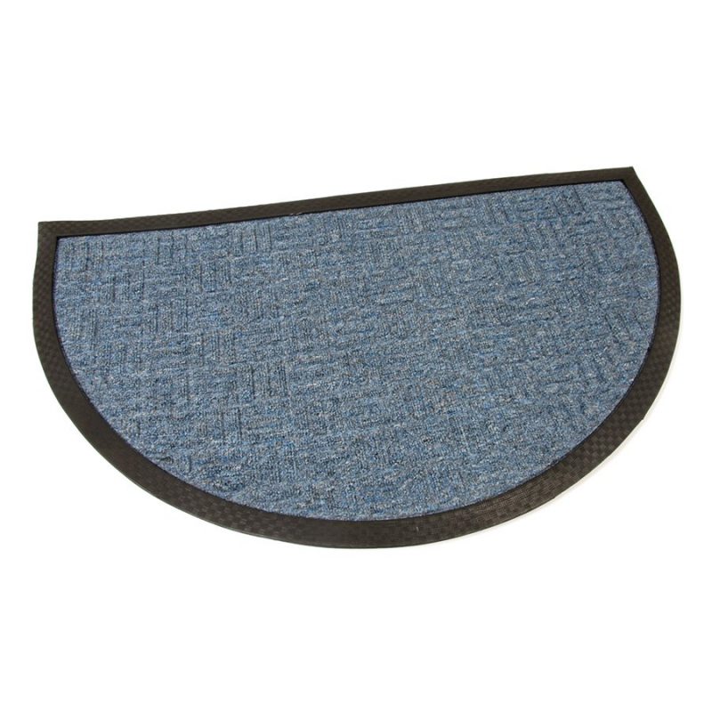 Modrá textilní vstupní půlkruhová rohož Criss Cross - 75 x 45 x 1 cm (cena za 1 ks)