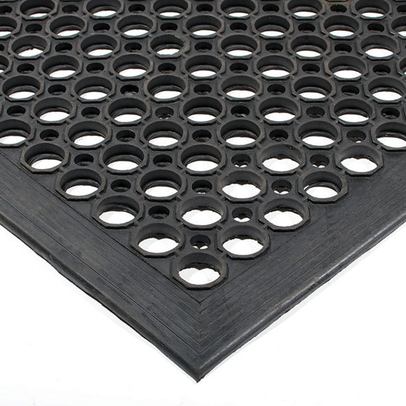Černá gumová olejivzdorná protiskluzová protiúnavová průmyslová modulární rohož - 150 x 90 x 1,25 cm (cena za 1 ks)