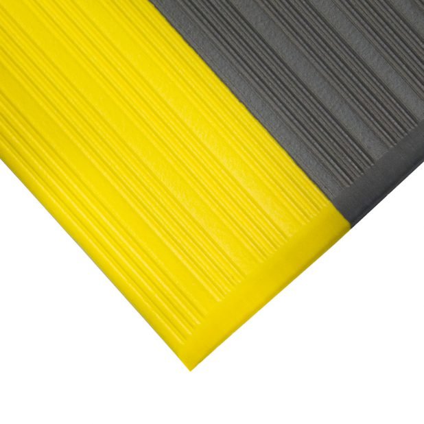 Šedo-žlutá gumová protiskluzová protiúnavová průmyslová rohož - 90 x 60 x 0,9 cm (cena za 1 ks)