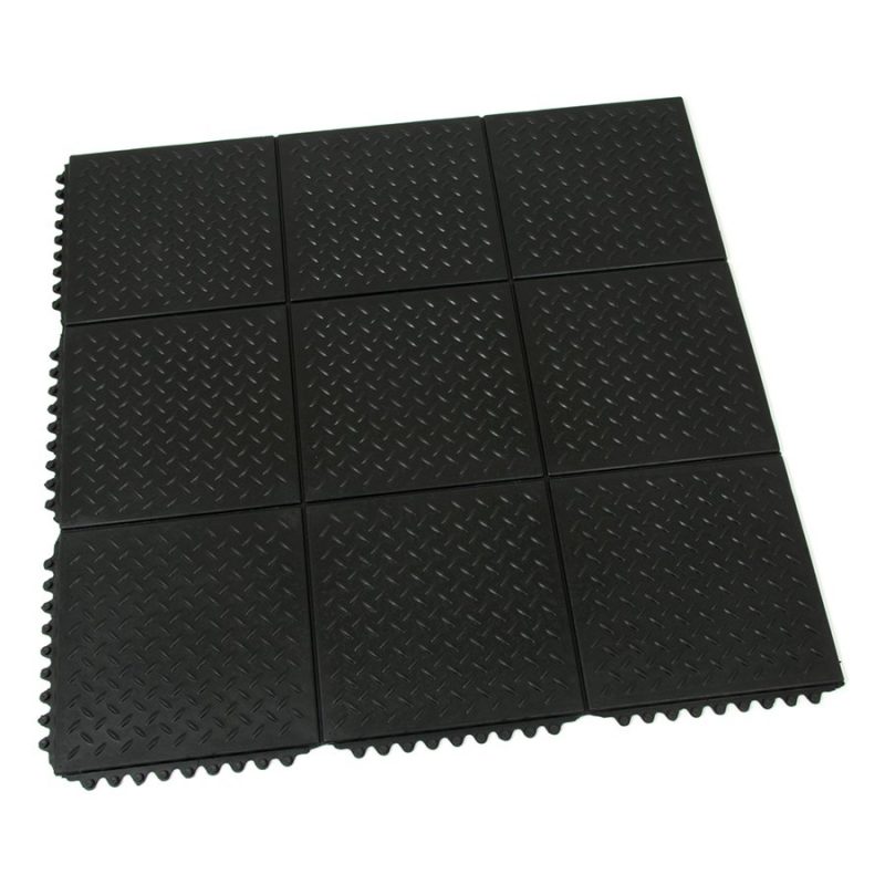 Gumová protiúnavová modulární rohož Diamond Plate Tile - 91 x 91 x 1,4 cm (cena za 1 ks)