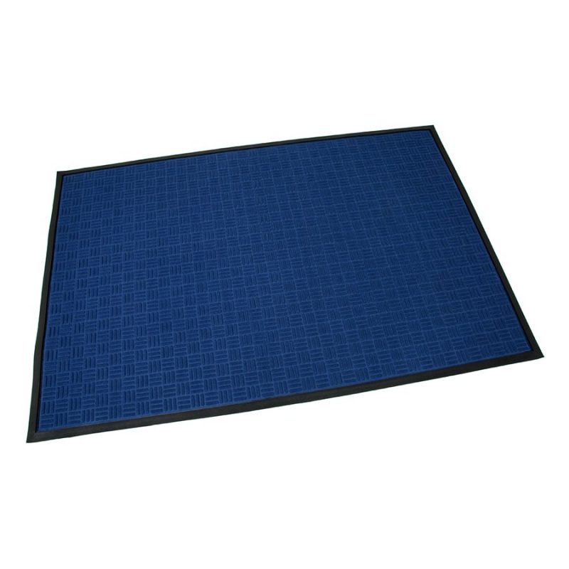Modrá textilní gumová čistící vstupní rohož Criss Cross, FLOMAT - délka 120 cm, šířka 180 cm a výška 0,8 cm (cena za 1 ks)