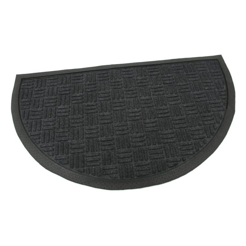 Černá textilní gumová vstupní čistící půlkruhová rohož Criss Cross, FLOMAT - délka 45 cm, šířka 75 cm a výška 0,8 cm (cena za 1 ks)