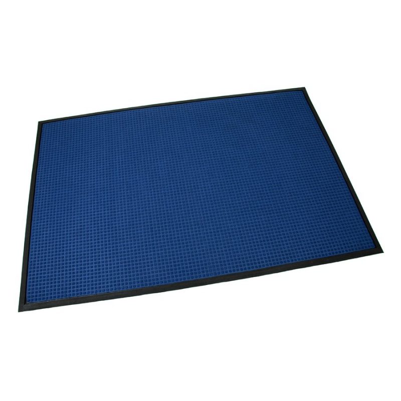 Modrá textilní gumová čistící vstupní rohož Little Squares, FLOMAT - délka 120 cm, šířka 180 cm a výška 0,8 cm (cena za 1 ks)