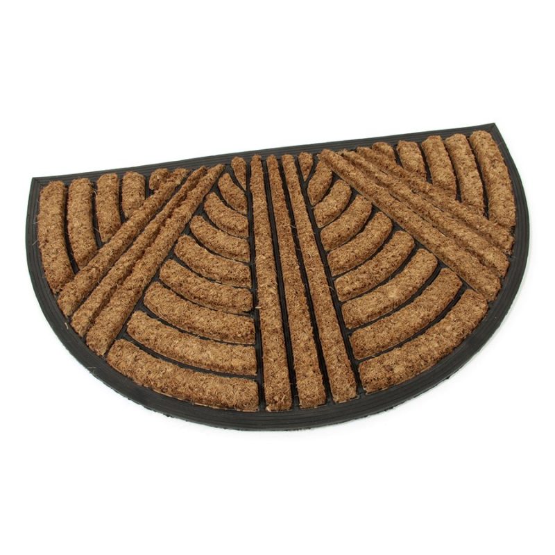 Kokosová čistící venkovní vstupní půlkruhová rohož Stripes - Lines, FLOMAT - délka 45 cm, šířka 75 cm a výška 2,2 cm (cena za 1 ks)