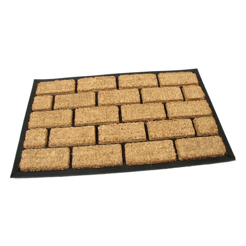 Kokosová čistící venkovní vstupní rohož Rectangle - Bricks, FLOMAT - délka 45 cm, šířka 75 cm a výška 2,2 cm (cena za 1 ks)