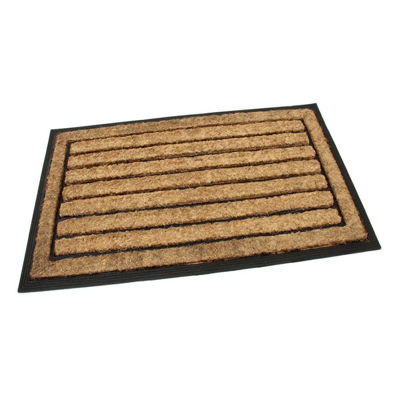 Kokosová čistící venkovní vstupní rohož Rectangle - Stripes, FLOMAT - délka 45 cm, šířka 75 cm a výška 2 cm (cena za 1 ks)