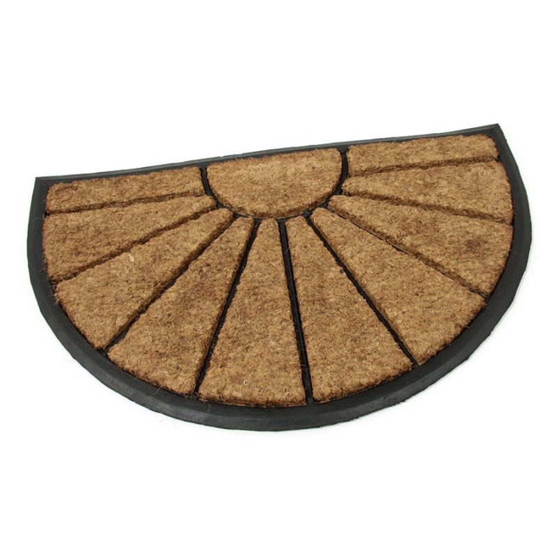Kokosová čistící venkovní vstupní půlkruhová rohož Sun, FLOMAT - délka 45 cm, šířka 75 cm a výška 2,2 cm (cena za 1 ks)