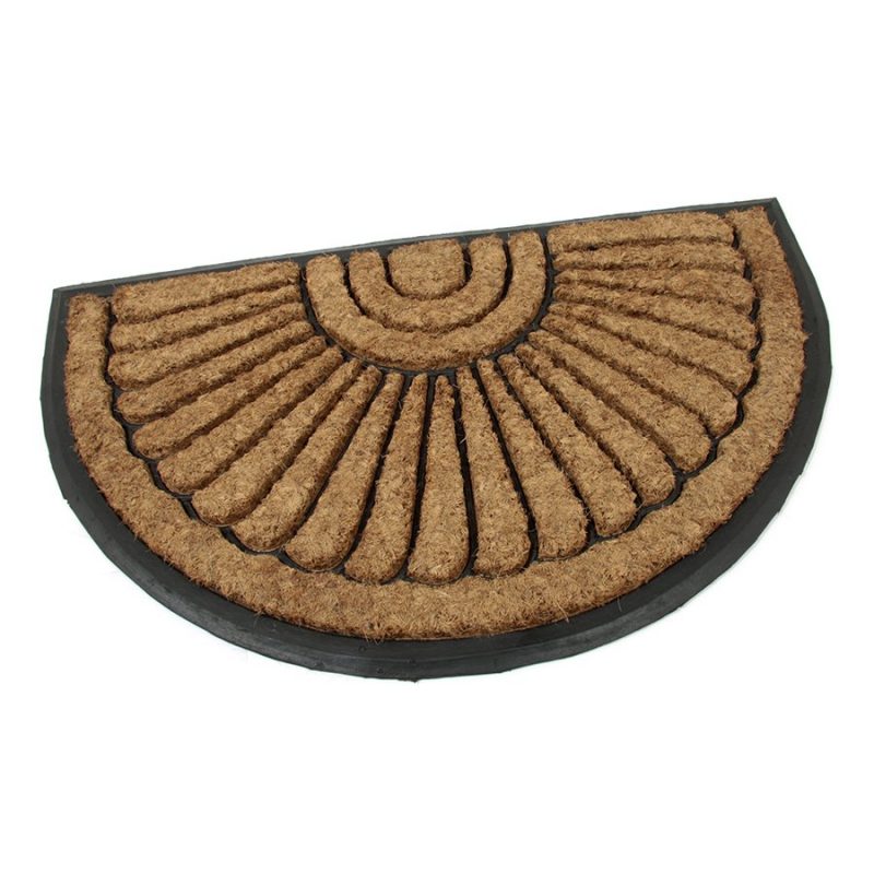 Kokosová čistící venkovní vstupní půlkruhová rohož Flower, FLOMAT - délka 45 cm, šířka 75 cm a výška 2,2 cm (cena za 1 ks)