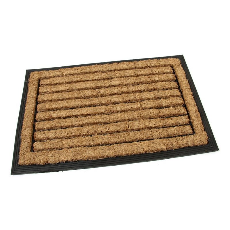 Kokosová čistící venkovní vstupní rohož Rectangle - Stripes, FLOMAT - délka 40 cm, šířka 60 cm a výška 2,2 cm (cena za 1 ks)