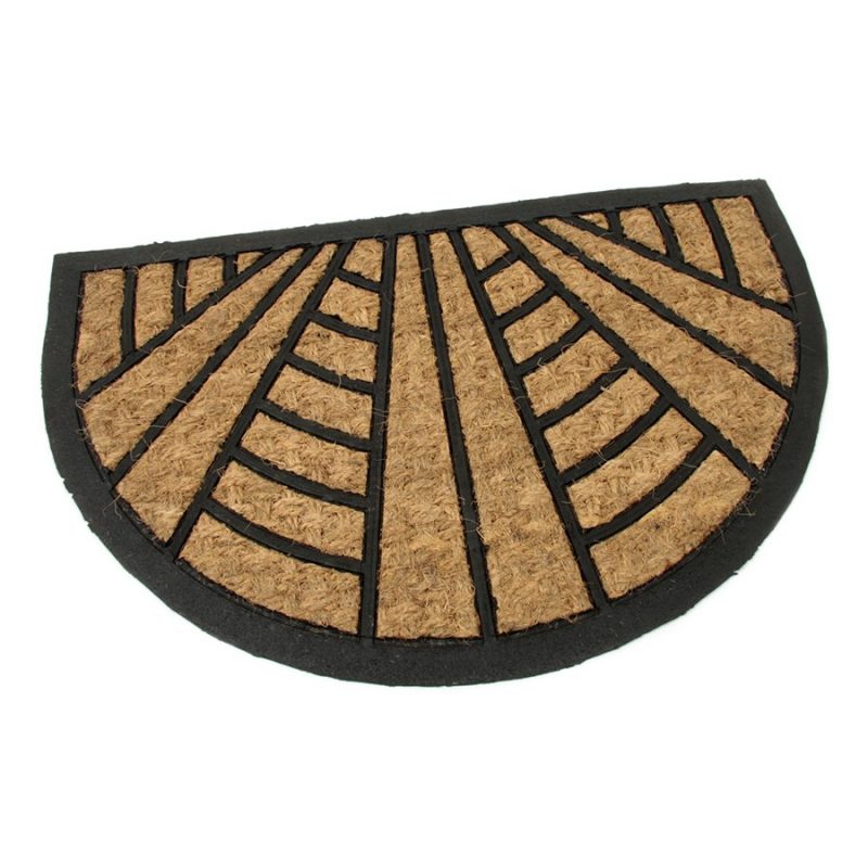 Kokosová čistící venkovní vstupní půlkruhová rohož Stripes - Lines, FLOMAT - délka 40 cm, šířka 60 cm a výška 0,8 cm (cena za 1 ks)