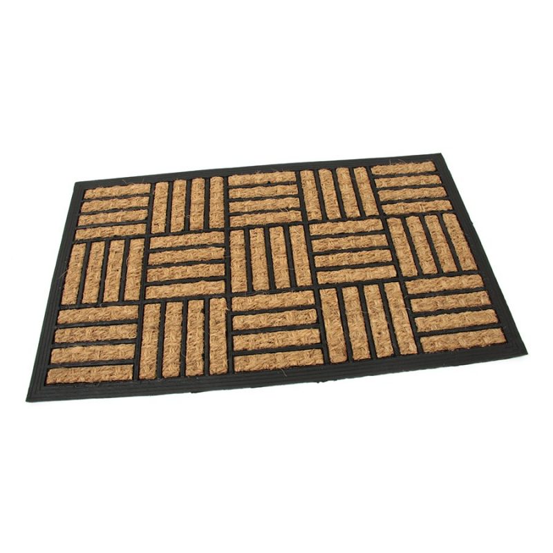 Kokosová čistící venkovní vstupní rohož Lines - Squares, FLOMAT - délka 45 cm, šířka 75 cm a výška 0,8 cm (cena za 1 ks)