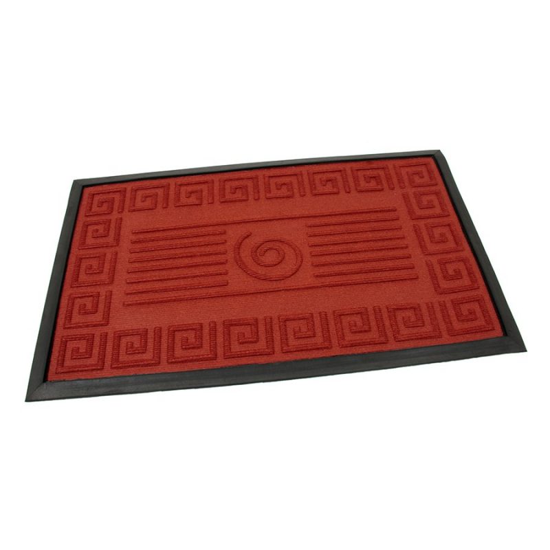 Červená textilní gumová čistící vstupní rohož Rectangle - Deco, FLOMAT - délka 45 cm, šířka 75 cm a výška 0,8 cm (cena za 1 ks)