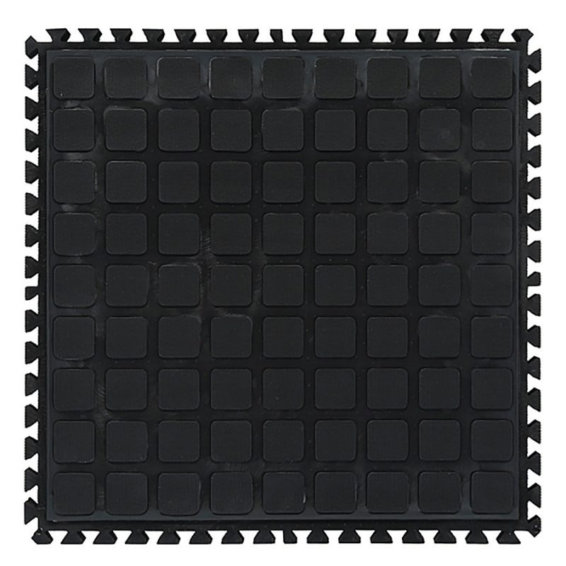 Černá podlahová protiúnavová protiskluzová dlaždice (střed) - délka 45 cm, šířka 45 cm a výška 2 cm (cena za 1 ks)