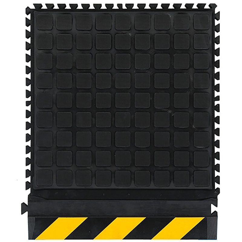 Černo-žlutá podlahová protiúnavová protiskluzová dlaždice (okraj) - délka 55 cm, šířka 45 cm a výška 2 cm (cena za 1 ks)