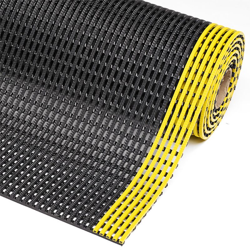 Černo-žlutá protiskluzová průmyslová olejivzdorná rohož Flexdek - 10 m x 60 cm x 1,2 cm (cena za 1 ks)