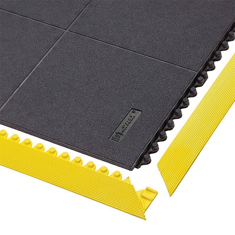 Černá gumová modulární průmyslová rohož Cushion Ease Solid - délka 91 cm, šířka 91 cm a výška 1,9 cm (cena za 1 ks)