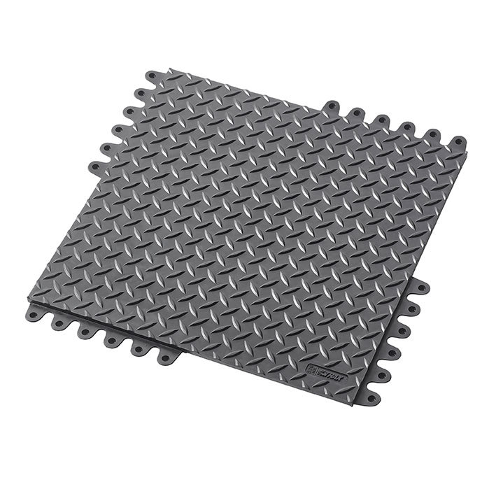 Černá gumová modulární průmyslová rohož De-Flex - délka 45 cm, šířka 45 cm a výška 1,9 cm (cena za 1 ks)