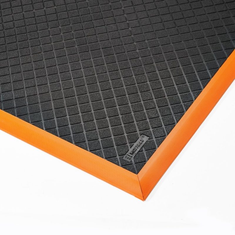 Černo-oranžová olejivzdorná průmyslová extra odolná rohož Safety Stance Solid - 102 x 66 x 2,0 cm (cena za 1 ks)