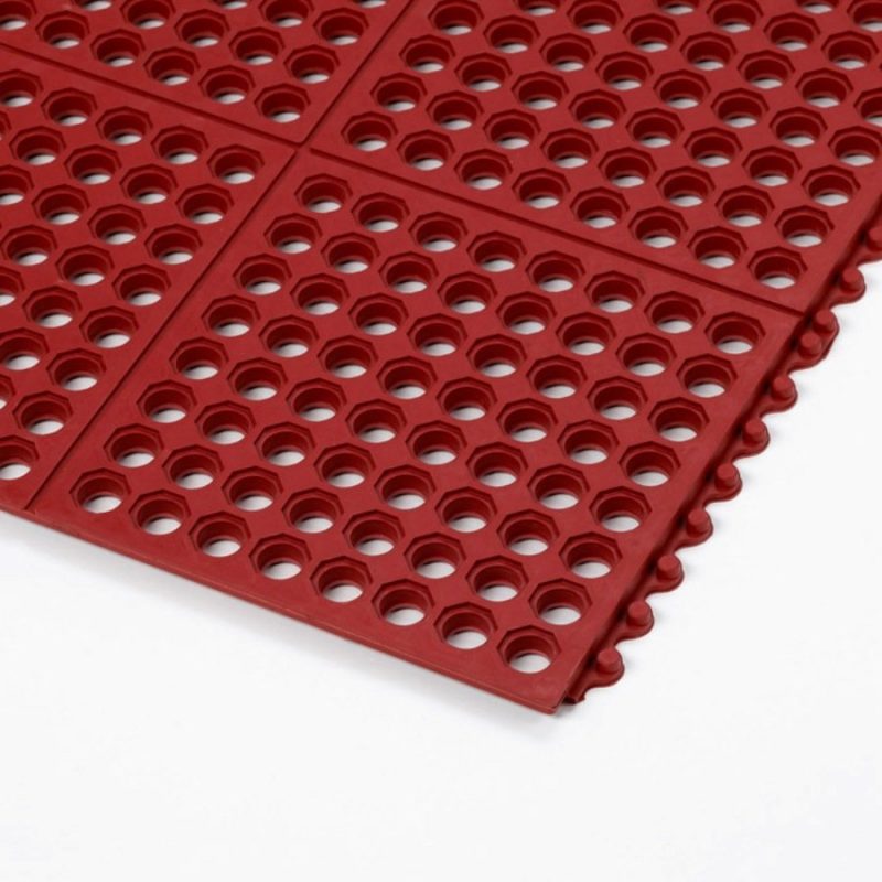 Červená gumová modulární kuchyňská rohož Cushion Easy, Red - 91 x 91 x 1,9 cm (cena za 1 ks)