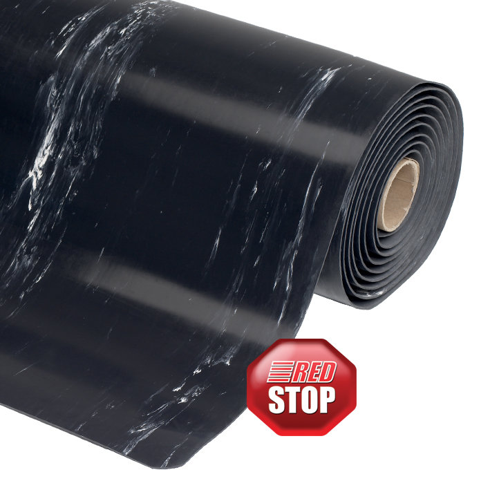 Černá protiúnavová průmyslová laminovaná rohož Marble Soft - 150 x 91 x 1,27 cm (cena za 1 ks)