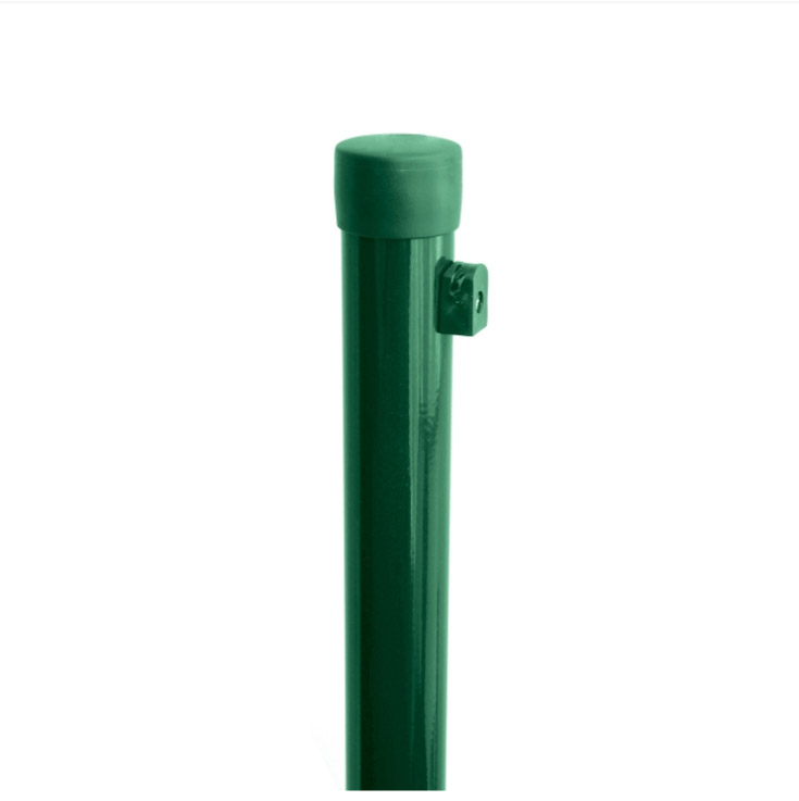Sloupek kulatý IDEAL Zn + PVC 1750/38/1,25mm, zelená čepička, zelená př. nap. drátu, zelený (cena za 1 ks)