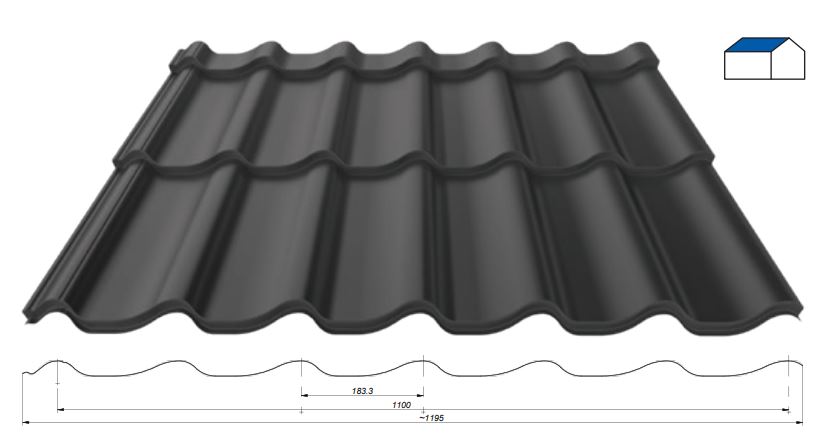 BLACHOTRAPEZ Kingas 15 - 14/350, Polyester standard mat (cena za 1 m2)