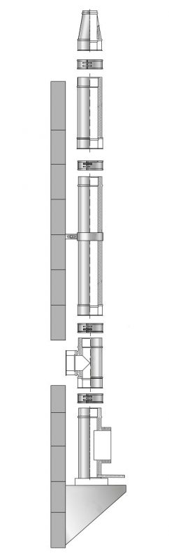 Nerezový izolovaný komín výška 5,74 m, průměr 120 mm (cena za 1 ks)