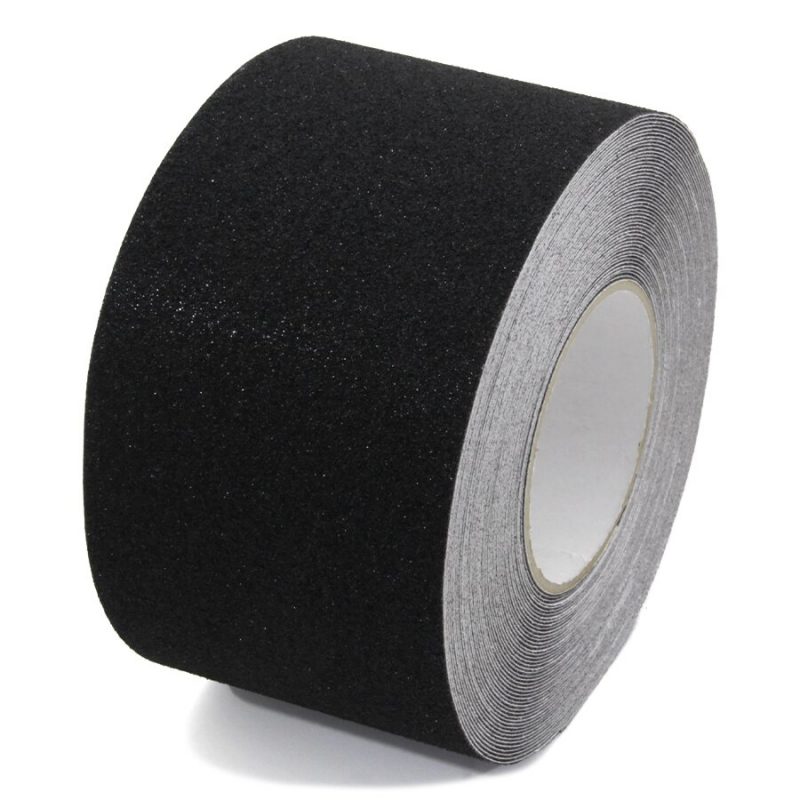 Černá korundová protiskluzová páska FLOMA Standard - 18,3 m x 10 cm a tloušťka 0,7 mm (cena za 1 ks)
