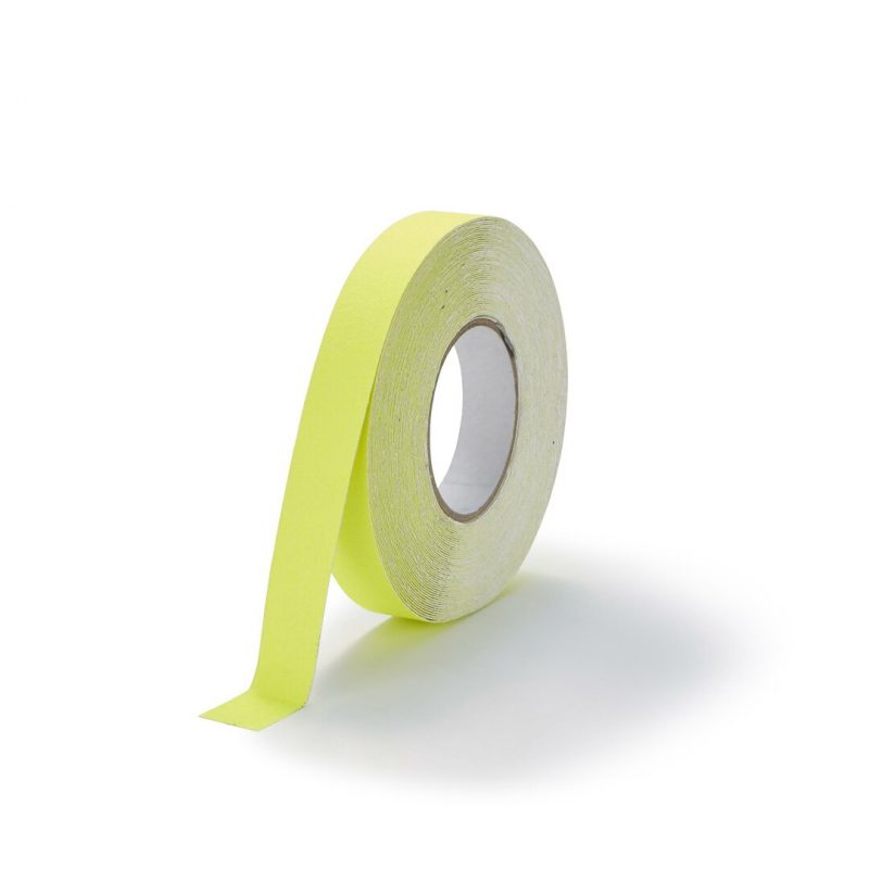 Žlutá korundová fluorescenční protiskluzová páska FLOMA Standard - 18,3 x 2,5 cm tloušťka 0,7 mm (cena za 1 ks)