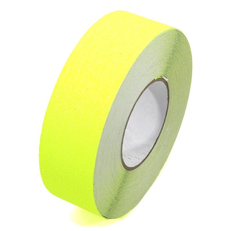 Žlutá korundová fluorescenční protiskluzová páska FLOMA Standard - 18,3 x 5 cm tloušťka 0,7 mm (cena za 1 ks)