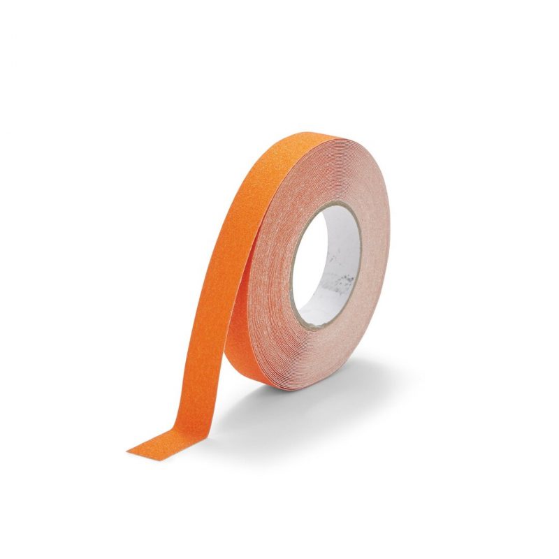 Oranžová korundová protiskluzová páska FLOMA Standard - 18,3 x 2,5 cm tloušťka 0,7 mm (cena za 1 ks)