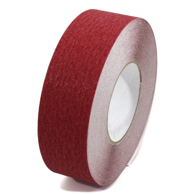 Červená korundová protiskluzová páska FLOMA Standard - 18,3 x 5 cm tloušťka 0,7 mm (cena za 1 ks)
